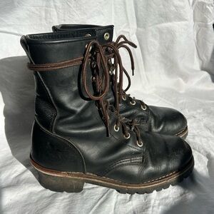 Vintage Georgia logger Black Leather Men's Boots
